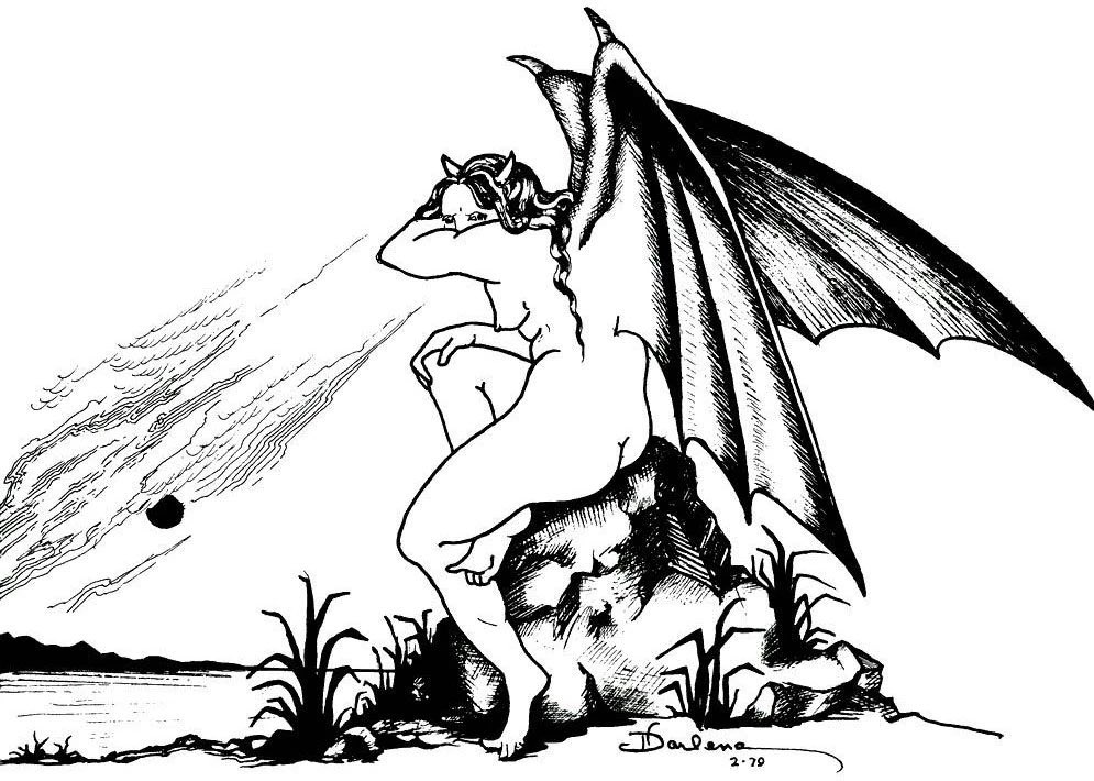 YoDanno's tweet photo. One of my favorite illustrations from the original AD&D Dungeon Masters Guide (1979) is Darlene’s wonderful succubus. ❤️

But did you know?

Take a look at the second image. That’s Gustave Doré’s depiction of Myrrha from Dante’s Inferno, published in 1861.

Look at the pose. The bent knee. The arm resting over her head.

118 years later, add a pair of bat wings, a black sun, and a little Darlene magic, and you’ve got a classic piece of AD&D artwork! 😈

I absolutely LOVE discovering connections like this in the art we grew up with.

Now I’m wondering… how many OTHER classic D&D illustrations have secrets like this hiding in plain sight? 👀