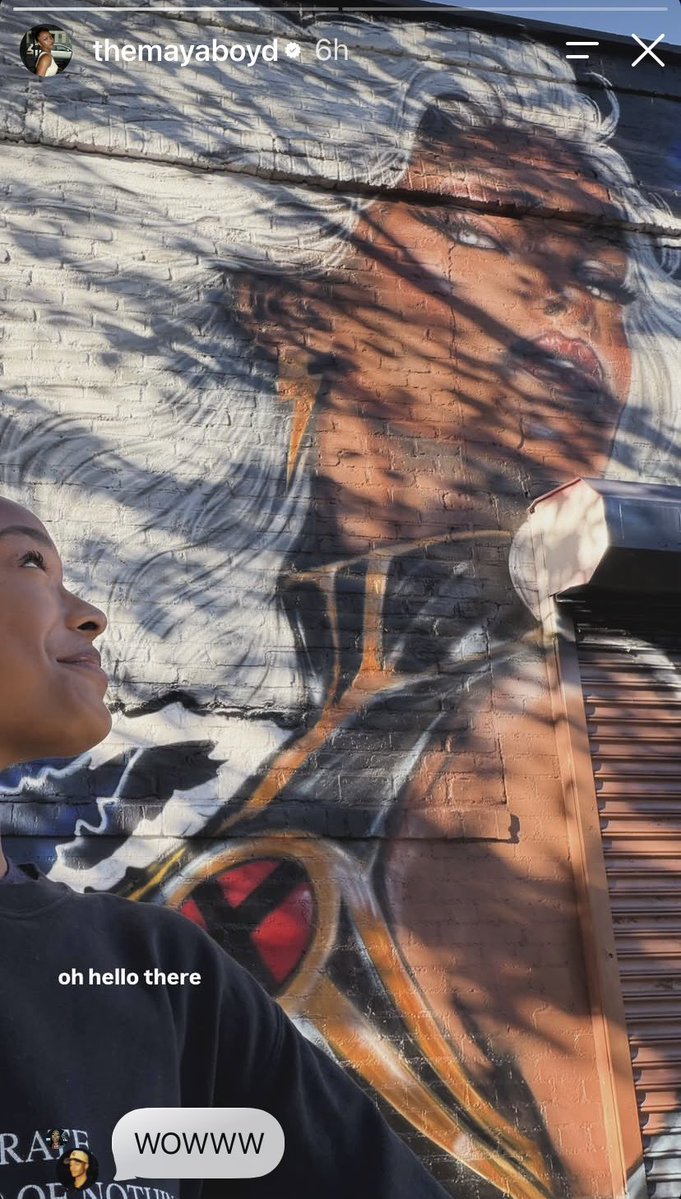 XMenFilms's tweet photo. Maya Boyd shares photos of a Storm mural. The actress is set to play the legendary Ororo Munroe in director Jake Schreier’s untitled #XMen reboot. Boyd has been doing an eXcellent job sharing her journey with fans on IG. https://t.co/Jn5Imgu7Ov