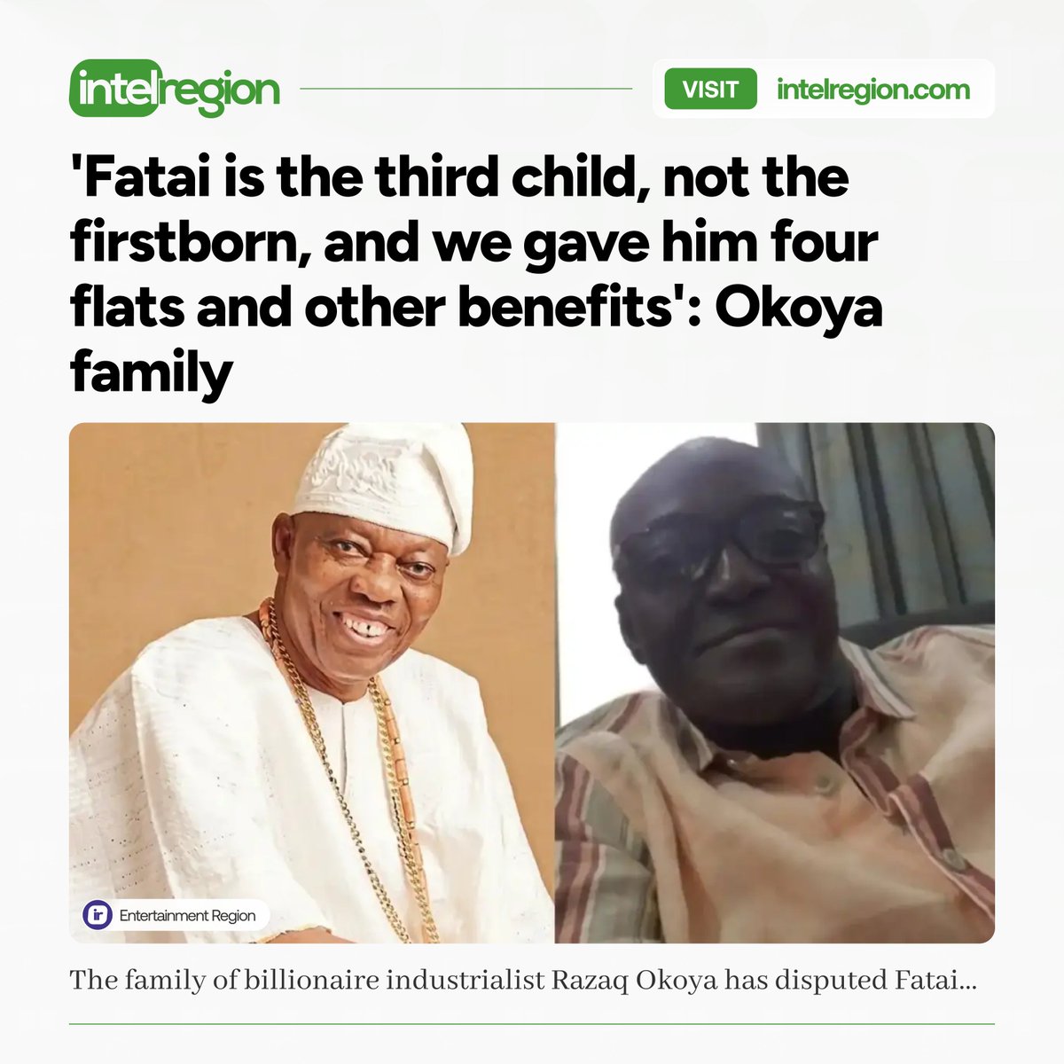 IntelRegion's tweet photo. 'Fatai is the third child, not the firstborn, and we gave him four flats and other benefits': Okoya family https://t.co/DiKZG2K596