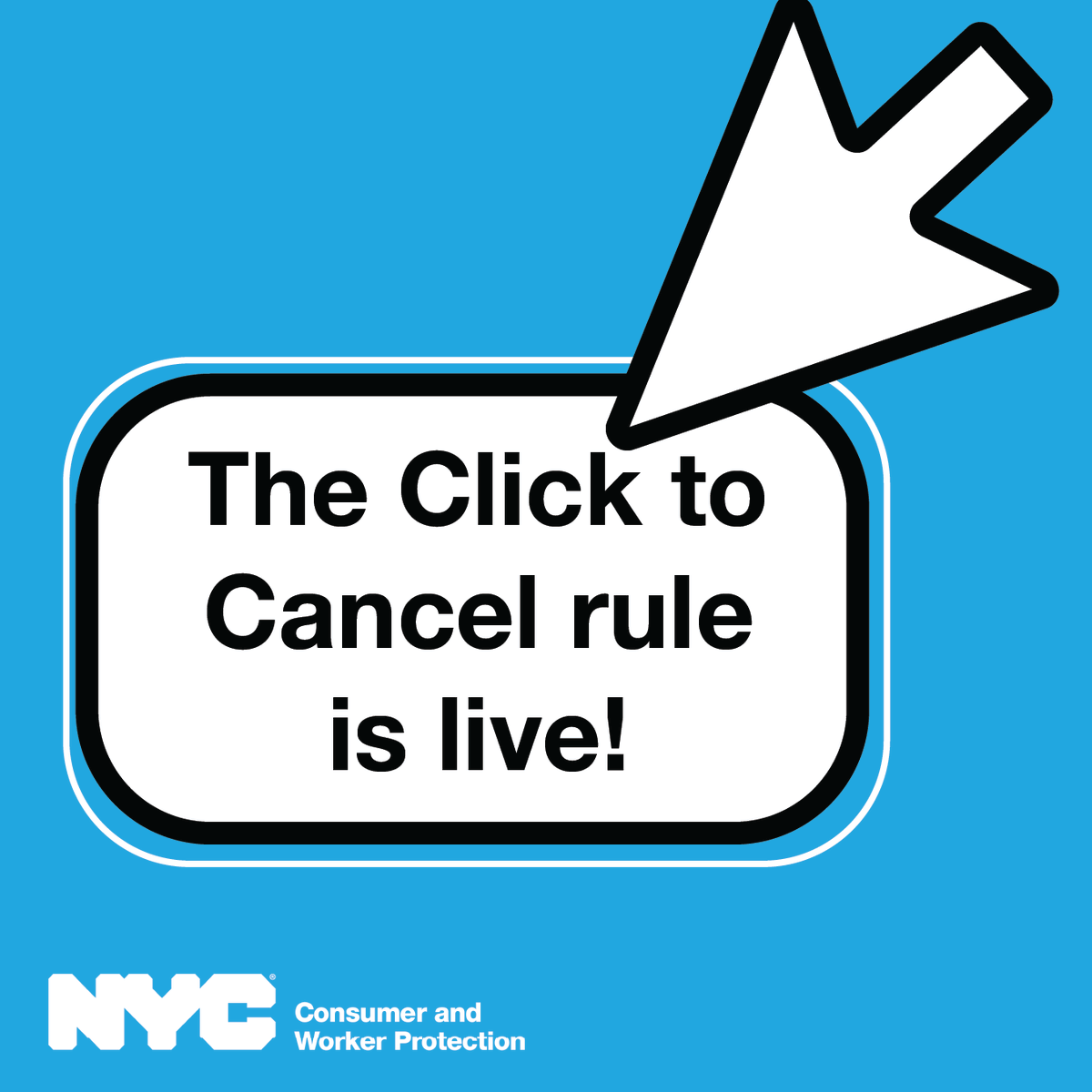 helloDCWP's tweet photo. ATTN New Yorkers: the first in the nation municipal click-to-cancel rule is now in effect!

It’s simple: if you can sign up for a service or membership online, you should be able to cancel it online, too.

Learn more at https://t.co/qjscEFQRso https://t.co/3l8oXwuqxR