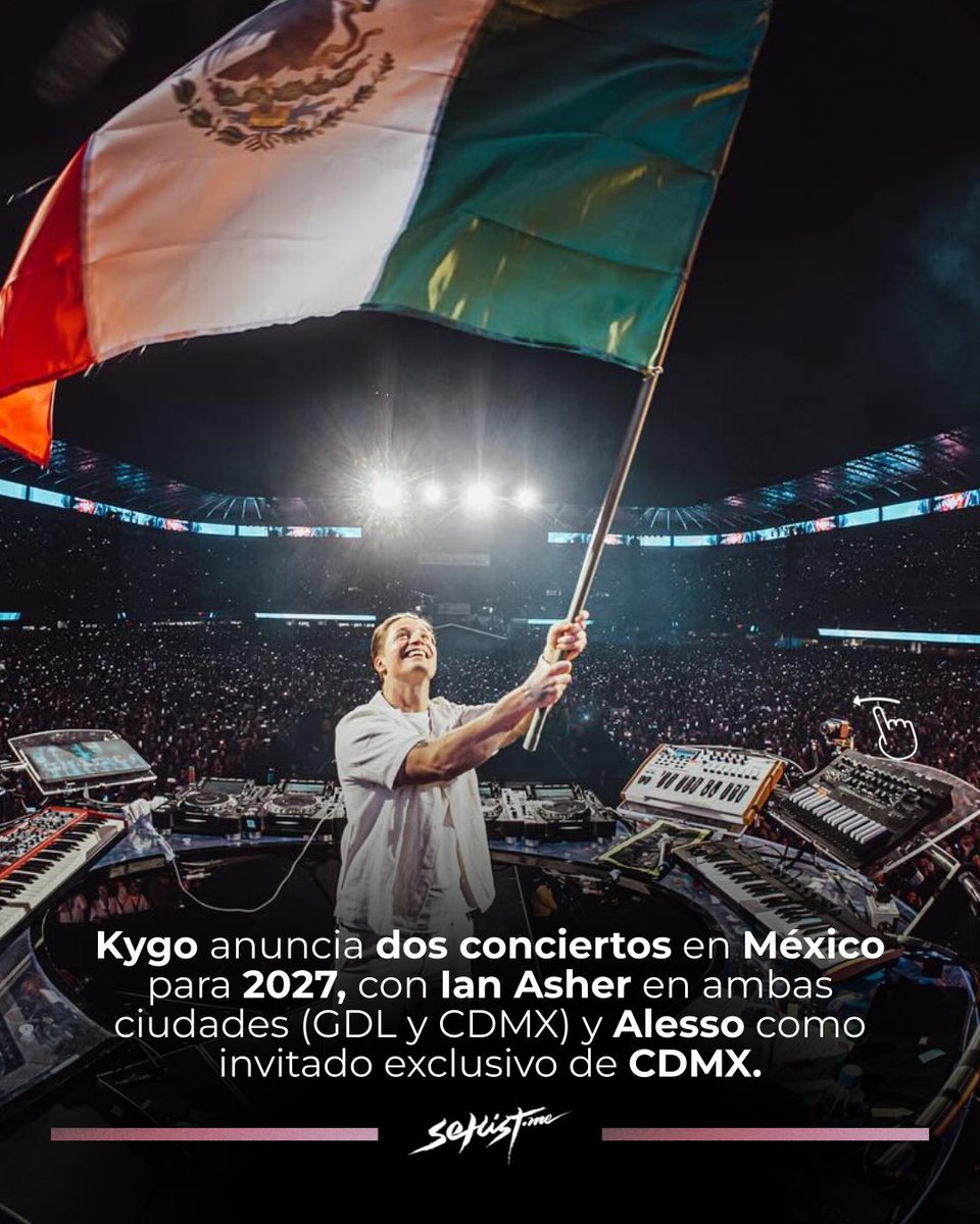 Setlist_me's tweet photo. ¡Kygo en México 2027! 🎹

📍 GDL: 30 abril, Coliseo GNP.
📍 CDMX: 1 mayo, Estadio GNP.
Ian Asher en ambas; Alesso solo en CDMX.

🎟️ Preventas: 27–29 octubre. General: 30.

https://t.co/0xjMwoksVY

#Setlistme #Kygo https://t.co/OeRGt03UKU