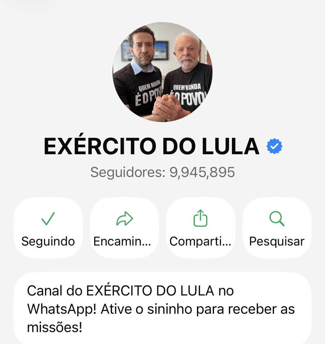 pesquisas_elige's tweet photo. 🚨EXPLODAM! SEREMOS 10 MILHÕES DE SOLDADOS DO LULA ÀS 17:52, PROJETA O AMIGO @pesquisas_elige. AJUDE @AndreJanonesMG e @LulaOficial ENTRANDO NESSE FRONT DE BATALHA DOS SOLDADOS!🇧🇷✅1️⃣3️⃣

🗞️PESSOAL, URGENTE! Siga o canal “EXÉRCITO DO LULA “ no WhatsApp: https://t.co/lKBvlI54M6 https://t.co/nuoohBLi1U