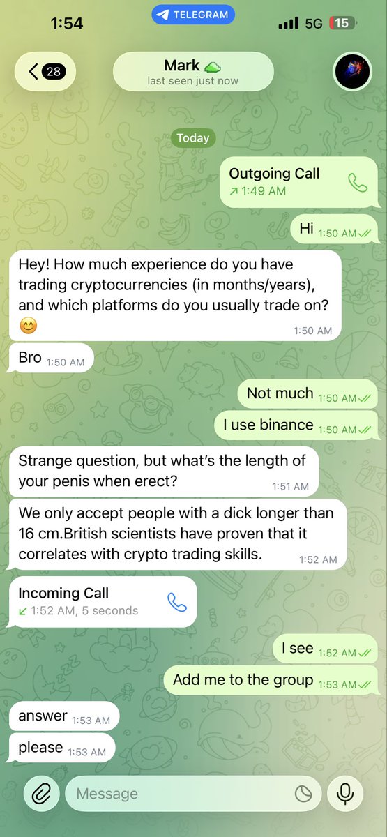 humourous_being's tweet photo. @gmfndr 

bro charging people for crypto calls but conducting dick-size KYC 😭💀 my guy is running a trading group or a desperate little dating agency? show the audited P&amp;L, not your weird-ass admission process. investors need returns, not your sexual preferences lmaooo https://t.co/HQffu9hX5x