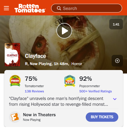 GeekVibesNation's tweet photo. #Clayface is now Verified HOT on Rotten Tomatoes @ 92%

Certified Fresh @ 75%

Read our review: https://t.co/0yDbRl2WAC https://t.co/g0XEUoWqoE