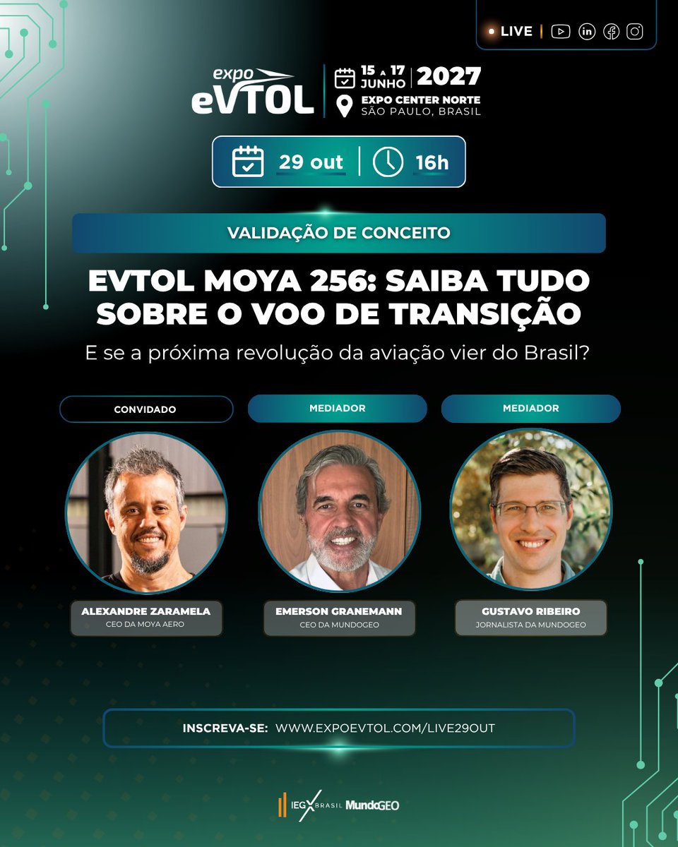 expoevtol's tweet photo. Live: Voo de transição do eVTOL Moya 256 - registre-se gratuitamente para assistir ao vivo e saiba por que a próxima revolução da aviação pode vir do Brasil https://t.co/jywK0O6JeQ https://t.co/8QLfBGdi7H