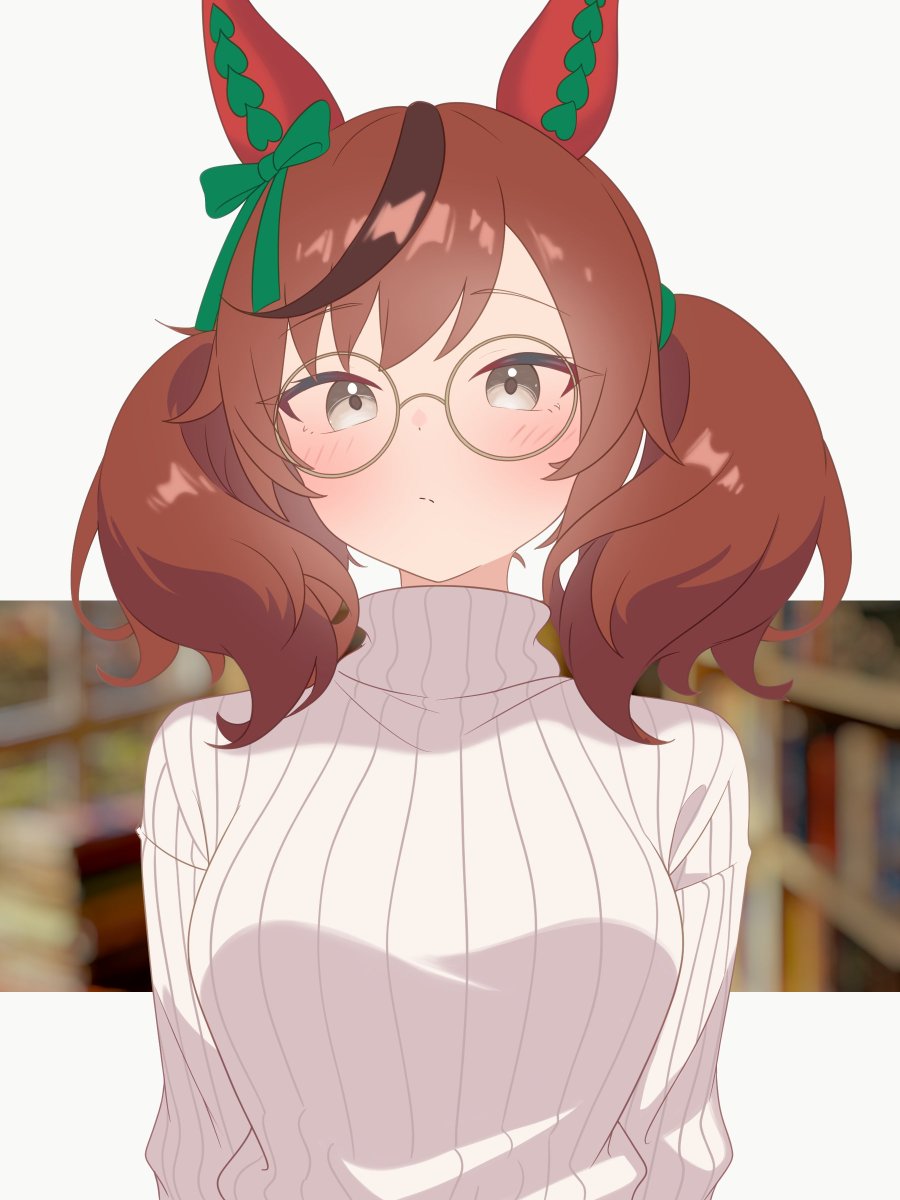 JustKokonya's tweet photo. I imagine Nature as a bookworm, don't know why. #umamusume https://t.co/4ZuR1xb8Fb