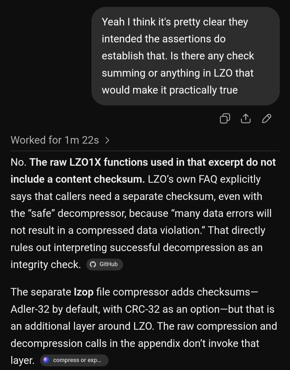 joseph_h_garvin's tweet photo. Astra just found a bug  in Anthropic's formal verification example, their "specification" doesn't actually check output bytes match input bytes. The irony is thick. https://t.co/VCYiPSOXrV