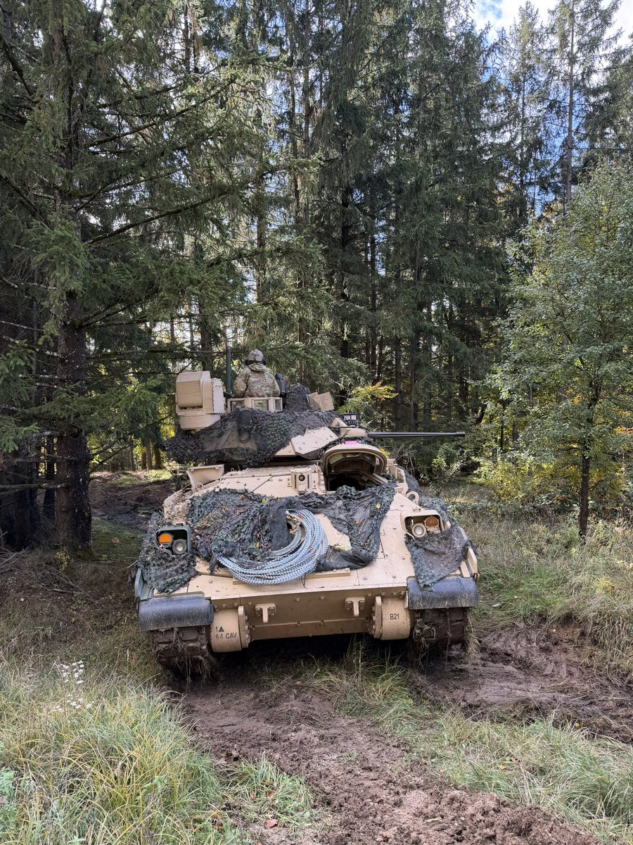 byjepstein's tweet photo. Two chilly but very autumnal days in southern Germany seeing how the US Army’s 1st Armored Brigade Combat Team is training for a modern battlefield infested with drones and electronic warfare, informed heavily by lessons from Ukraine. Stories TK. https://t.co/fw148guvfg