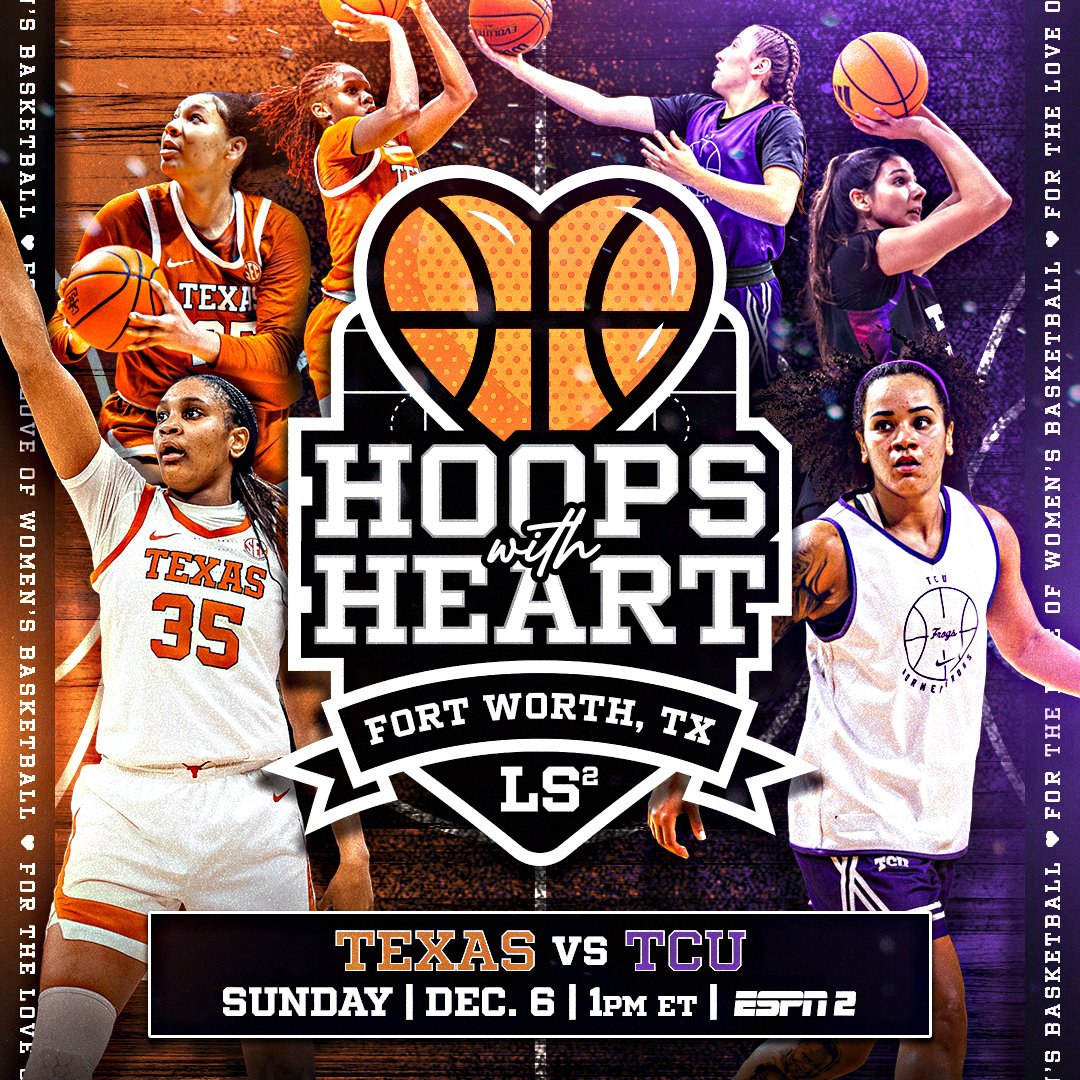 AriatArena's tweet photo. On sale now!

Get your tickets to LS² - Hoops with Heart - TCU &amp; Texas Women's Basketball Game at Dickies Arena on December 6th, 2026! 🏀

🎟️Link in bio. https://t.co/IR8xzbeWQ6