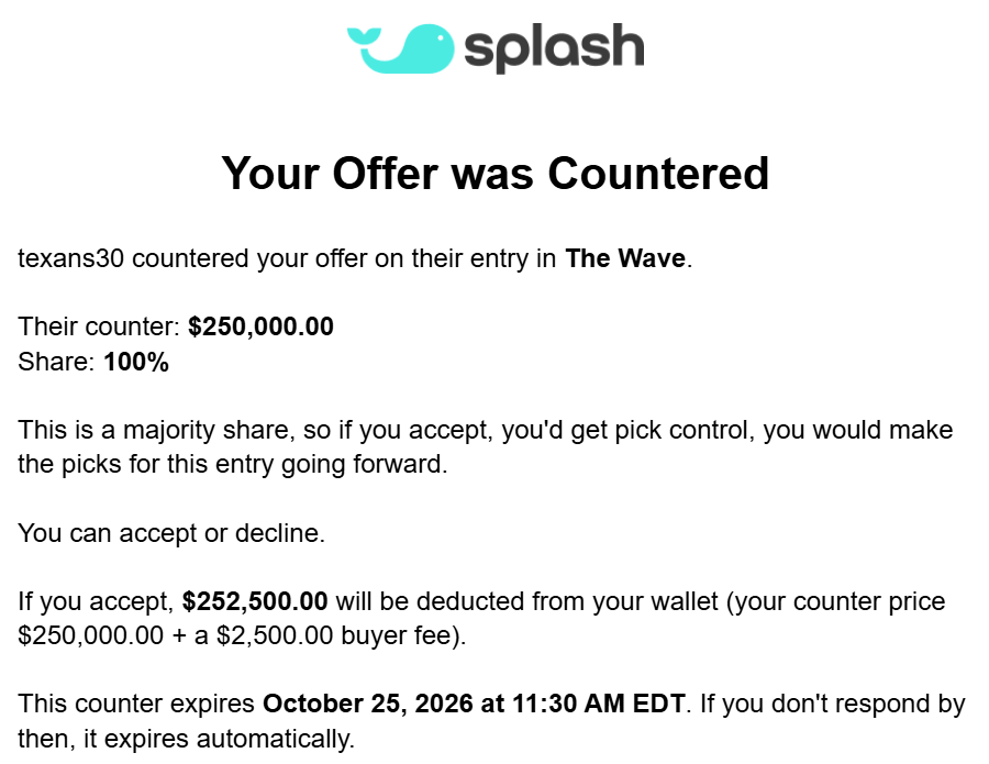 PeteTarz's tweet photo. hahah I like this one. ty texans30. for reference right now the average entry in The Wave is ~$3k. some day soon this will be a serious counter, but with a Prize pool of $500k it is unlikely to be in this contest https://t.co/VBJRHvHGwA