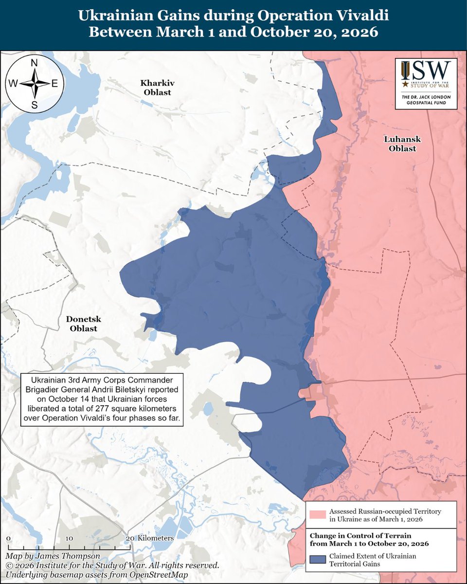 TheStudyofWar's tweet photo. SPECIAL REPORT: Russian military victory over Ukraine is not inevitable.  It is extraordinarily unlikely, in fact, unless Western support for Ukraine collapses. 
 
There is simply no inevitable correlation between the relative size of combatants and the outcome of a war — particularly when the war is existential for the smaller state but not for the larger one, as is true today.
 
Russian President Vladimir Putin is nevertheless trying once again to breathe life into the myth of inevitable Russian military victory in order to persuade the United States and other supporters of Ukraine to compel Kyiv to surrender.
 
Ukraine, not Russia, has actually held the initiative in key sectors of the frontline for much of the year and has developed a number of ways of offsetting the overall Russian manpower advantage.
 
Russia’s population and relative (but diminishing) wealth will let Putin continue his war for a long time, to be sure.  But Ukraine can also continue fighting for its existence as long as Western support continues.