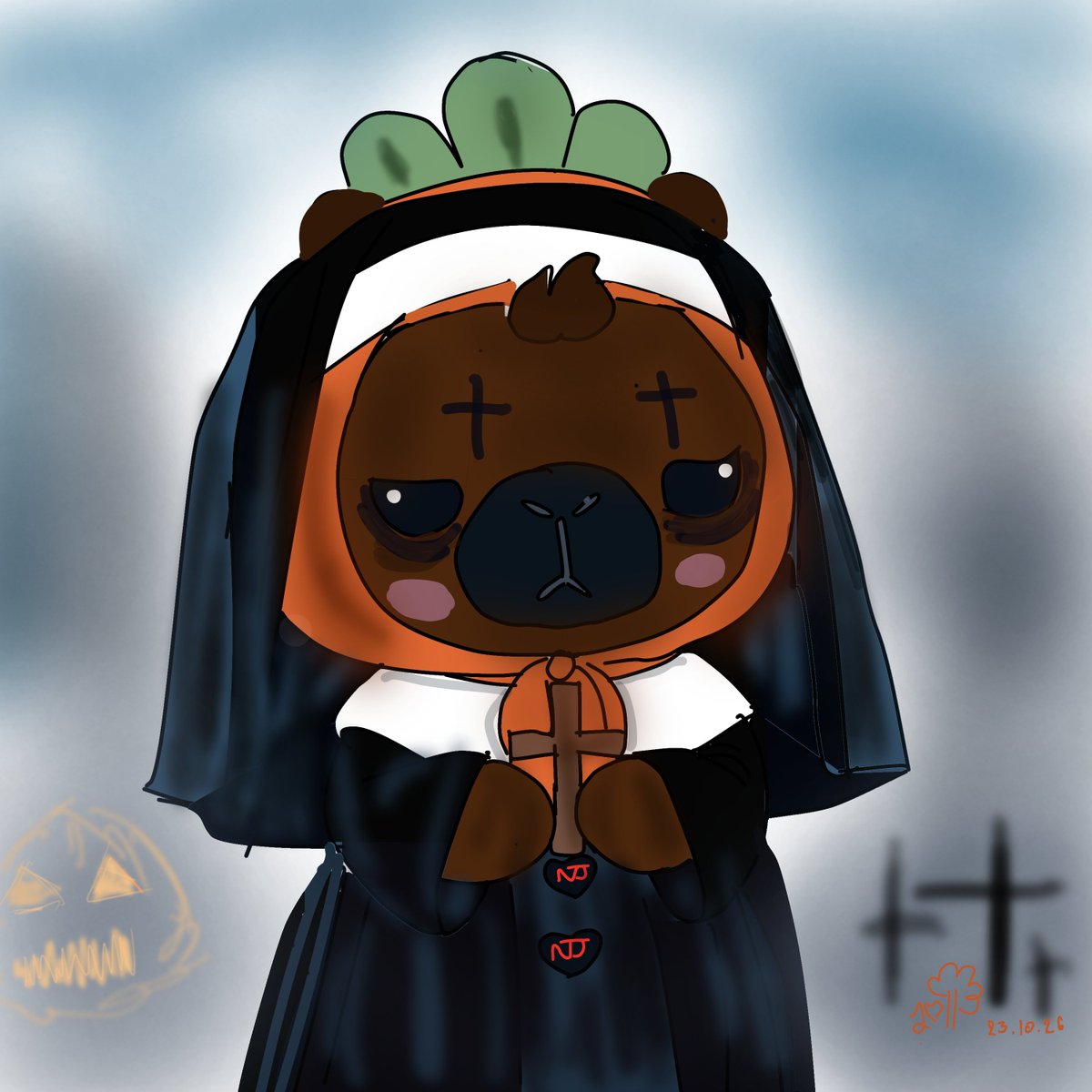Kwang2201's tweet photo. DAY 159:
เริ่มต้นเทศกาลฮาโลวีน👻 

THE NUN👻

#jookkroo https://t.co/CPyfkLJ6DE