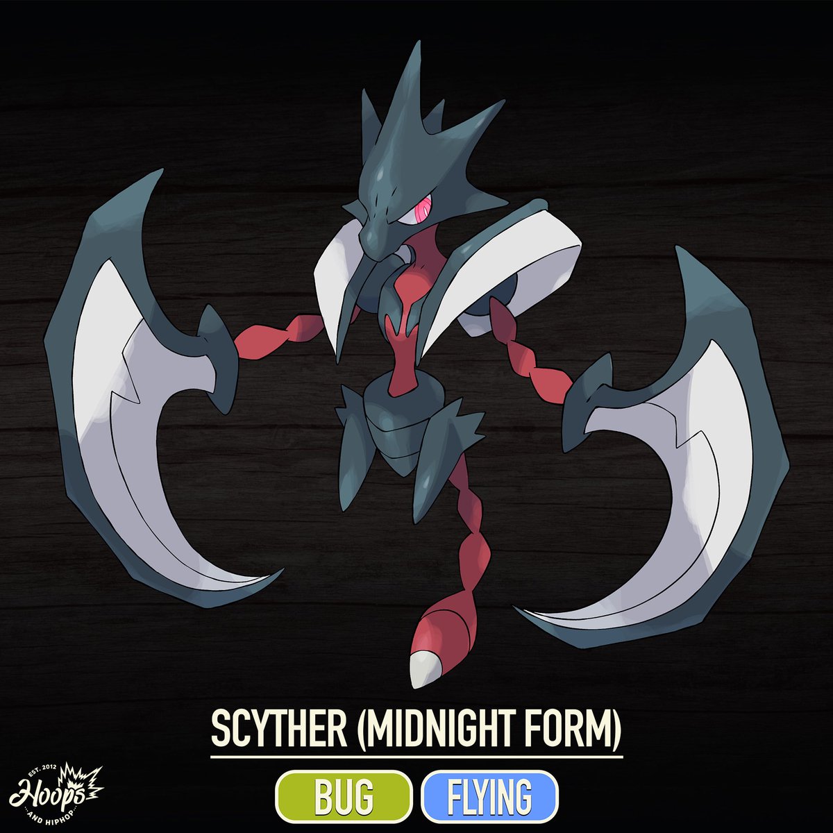 HoopsVGM's tweet photo. Scyther but with the Midnight Form of Lycanroc! 👀

Artwork by @RGreywind ! https://t.co/m3cu3bk2gN