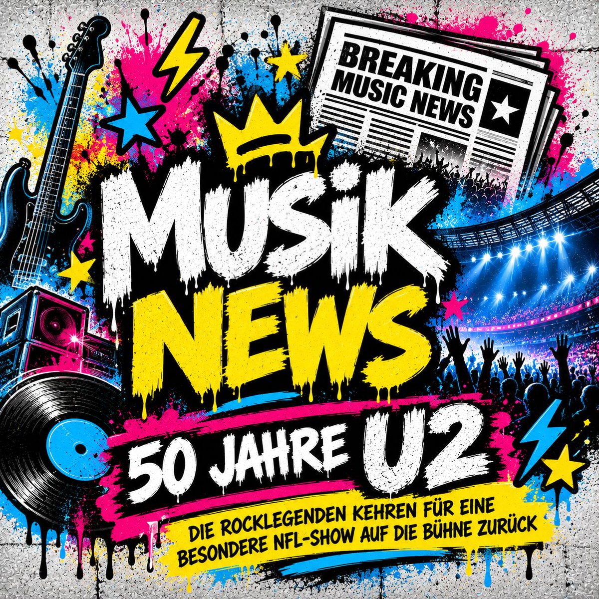 Stagemusic's tweet photo. 50 Jahre U2! Am 25. November kehren Bono &amp; Co. für eine NFL-Halbzeitshow auf die Bühne zurück. Netflix überträgt weltweit live. Alles weitere auf https://t.co/XKk2R5UyYU ... #musiknews #stagemusic #stagemusicnet https://t.co/RicUKUhUcS