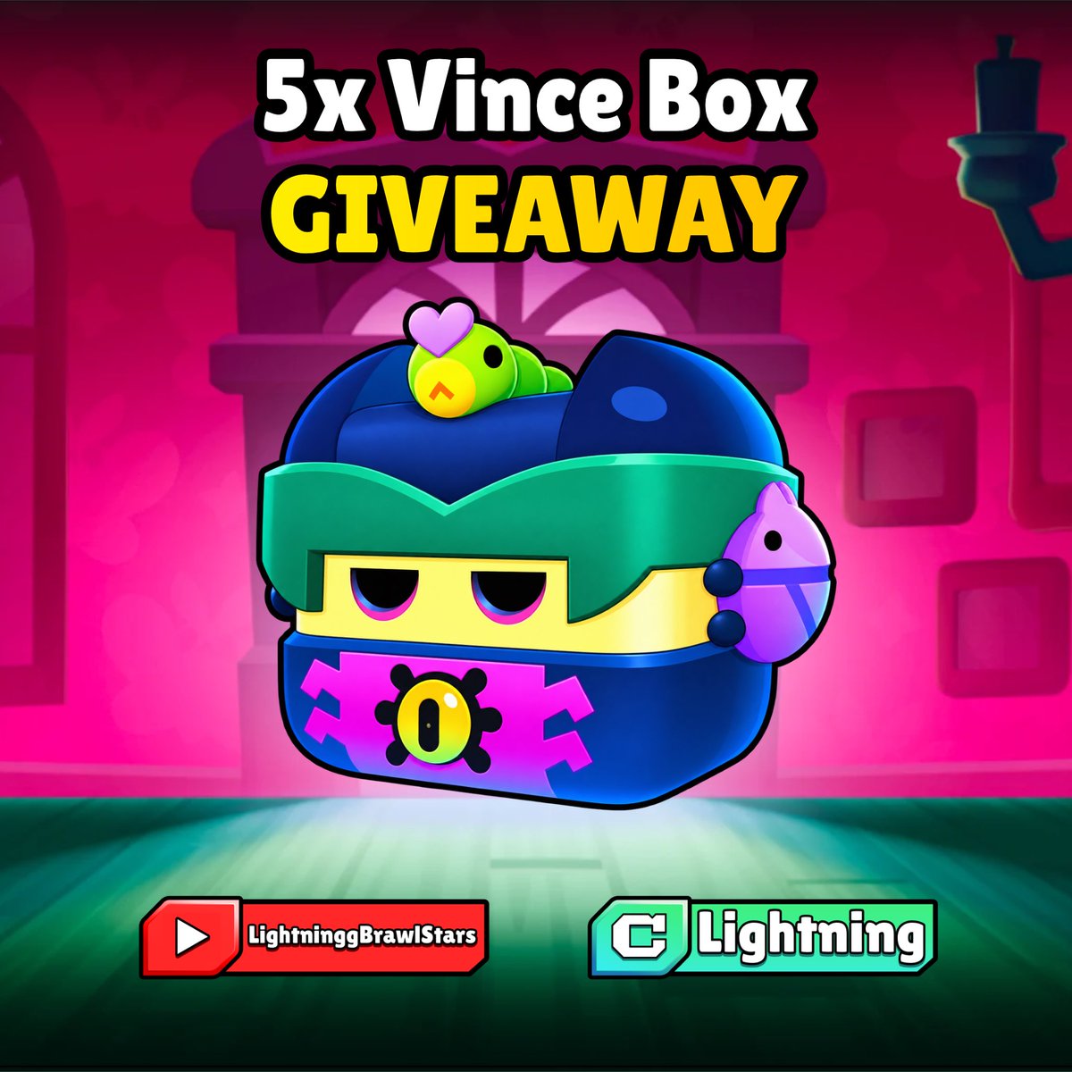 lightningg_bs's tweet photo. 5x Vince Box Giveaway

To enter:
✅ Follow @lightningg_bs 
♻️ Like and retweet 
💬 Tag a friend in the comment

Winners will be announced in a few days good luck!

#BrawlStars #VinceBox #giftedbysupercell https://t.co/Osz8q02KQR