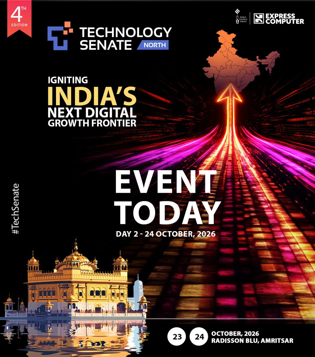 ExpComputer's tweet photo. #EventToday | Day 2 of the 4th Edition of #TechSenate North 2026 ~ Igniting India’s Next Digital Growth Frontier begins shortly at Radisson Blu Hotel, Amritsar

Follow us on our social media platforms for the latest event updates.

@srikrp @NivedanPrakash @H_Y_DESAI @ravignair @Prabhasjha3110 @AparnaTawade
