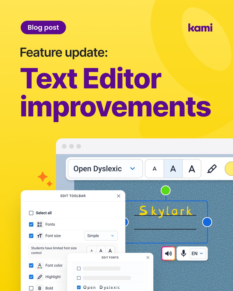 KamiApp's tweet photo. Two menus, half the formatting options in each.

That’s a lot to navigate before a student writes a word. Book Creator now has one text toolbar, and teachers choose which options students see.

https://t.co/CK4LQbTMI2

#BookCreator #edtech #kamiapp https://t.co/S4q7pyJBVC