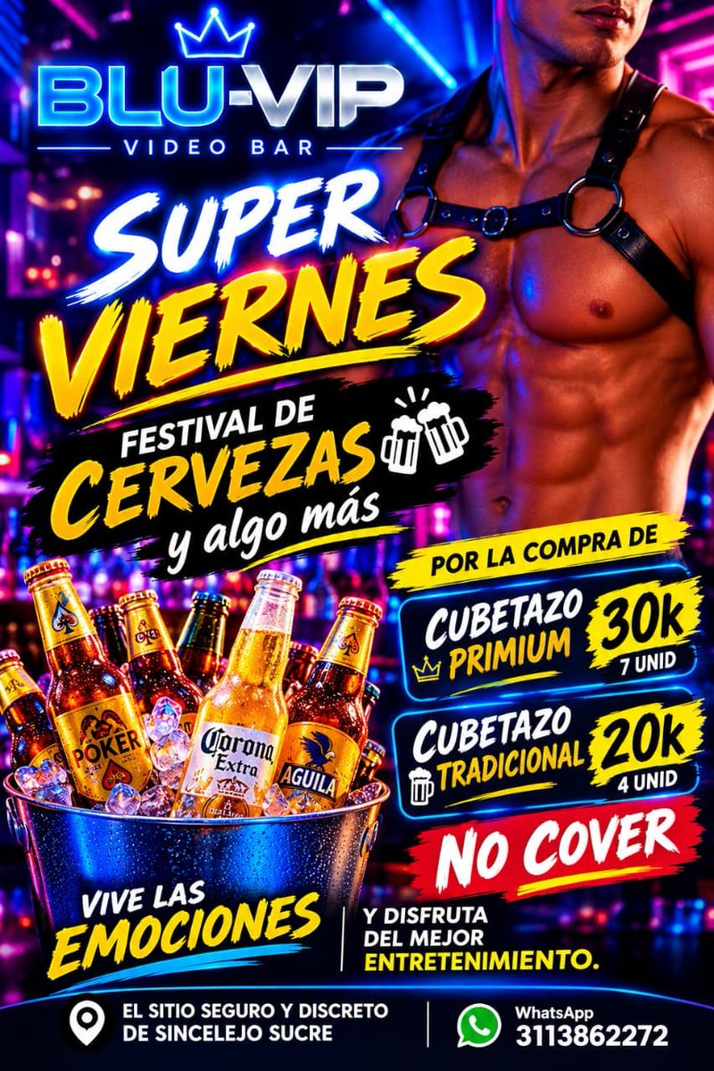 BluBarVIP's tweet photo. Super Viernes  Ven a  vivir al extremo tus emociones con el mejor ambiente:
🎤 Mucho entretenimiento y sorpresas toda la noche.
👥 El parche ideal para arrancar el fin de semana. En BLU-VIP por la compra del cubetazo primiun 30k 7 Cervezas
O el tradicional de 20k  no pagas cover. https://t.co/y1DE0GCqE2