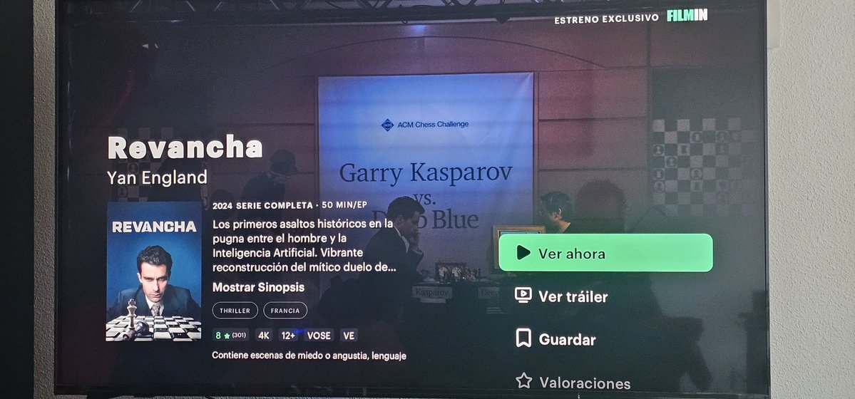 NachoJazzAbes's tweet photo. Vamos con una serie de @Filmin . La historia de #garykasparov contra la IA. #revancha #rematch https://t.co/xhpGw8oH3P