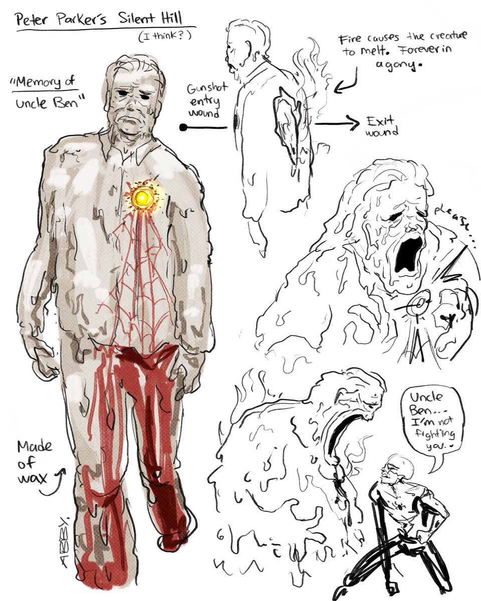 AbbyKMTR_13's tweet photo. LOTS OF SKETCHES, Pt. 2: Peter Parker's Silent Hill https://t.co/6PmKrerjwV