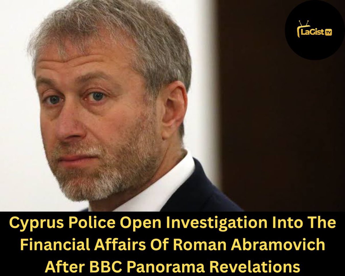 LagistTv's tweet photo. Cyprus police have opened an investigation into Roman Abramovich's finances after BBC Panorama revelations about Deloitte. His lawyers say he denies concealing his fortune. Do you think this goes far? 

#Abramovich #Cyprus https://t.co/sTCq6G5g3n