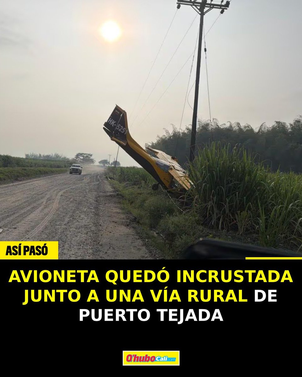 QhuboCali's tweet photo. 🚨✈️ ¡Avioneta terminó incrustada junto a una vía rural de Puerto Tejada! La aeronave habría presentado una falla y sus tripulantes tuvieron que realizar una maniobra de emergencia. Por fortuna, salieron ilesos. 🙏

Más detalles en 👉 https://t.co/4HTxmr7NHp

#Cauca #QhuboCali https://t.co/mnlJrX52Cw