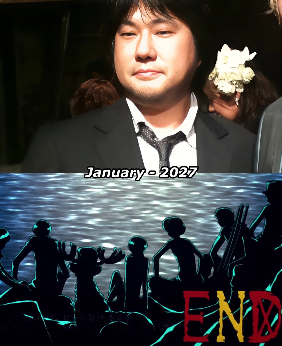 onepiecedaiIys's tweet photo. 🚨Eiichiro Oda has just officially announced on Japanese television that One Piece will end in January 2027 !! 😳 https://t.co/gSzN3uEcql