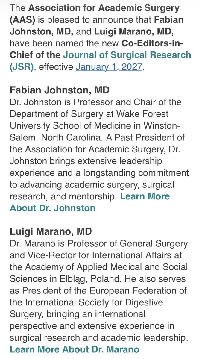 TomVargheseJr's tweet photo. Congrats to Drs. Fabian Johnston and Luigi Mariano, the new Co-Editors-in-Chief of @JSurgRes ! 

@AcademicSurgery https://t.co/U0RkCd5ixX