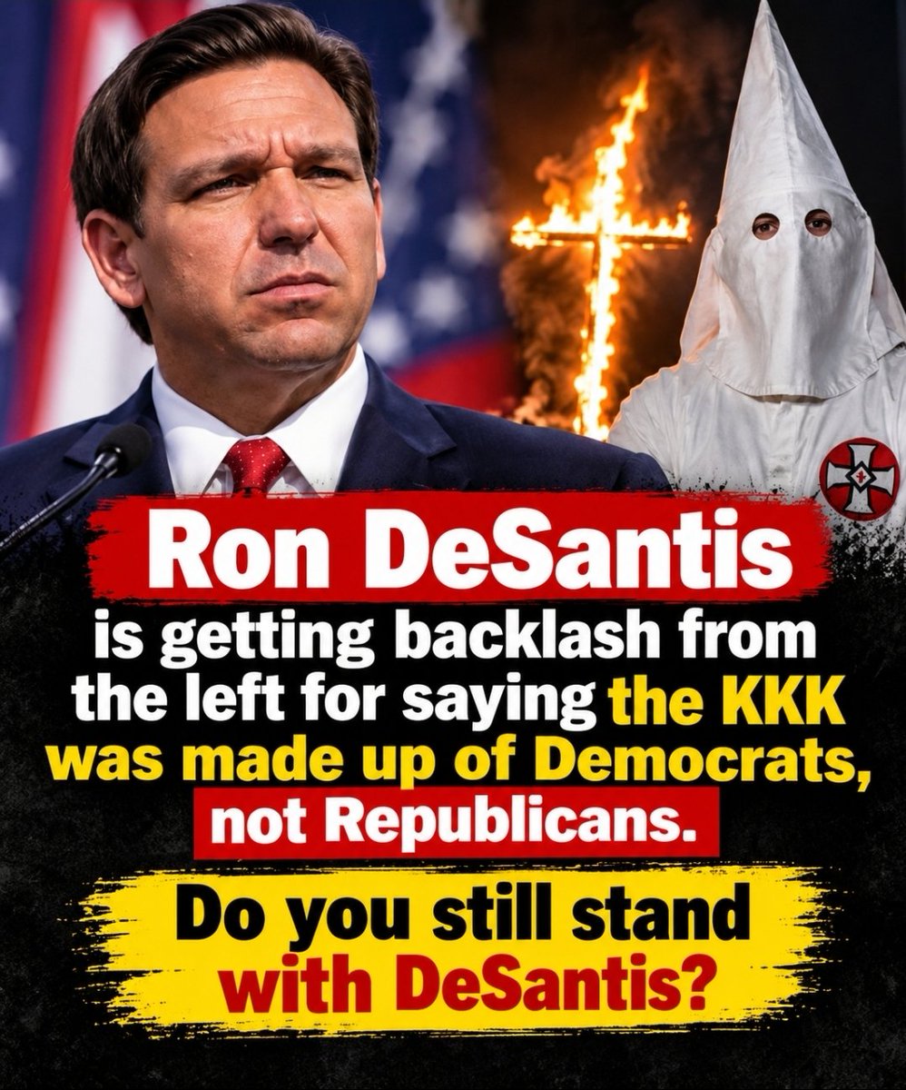 RossyPrime's tweet photo. Do you still stand with DeSantis after his KKK comments? https://t.co/TJO4X5uHJa