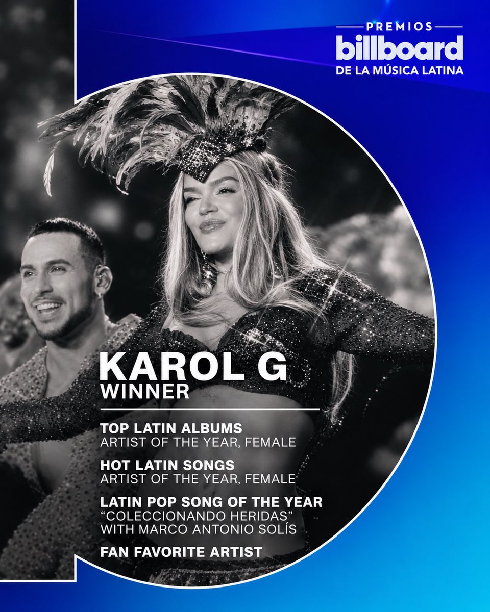 AcoustyleComm's tweet photo. Congratulations to our @sanbenito &amp; @karolg for all of their success last night at the #PremiosBillboard2026 

#BadBunny #KarolG https://t.co/5BbZhEFqGD
