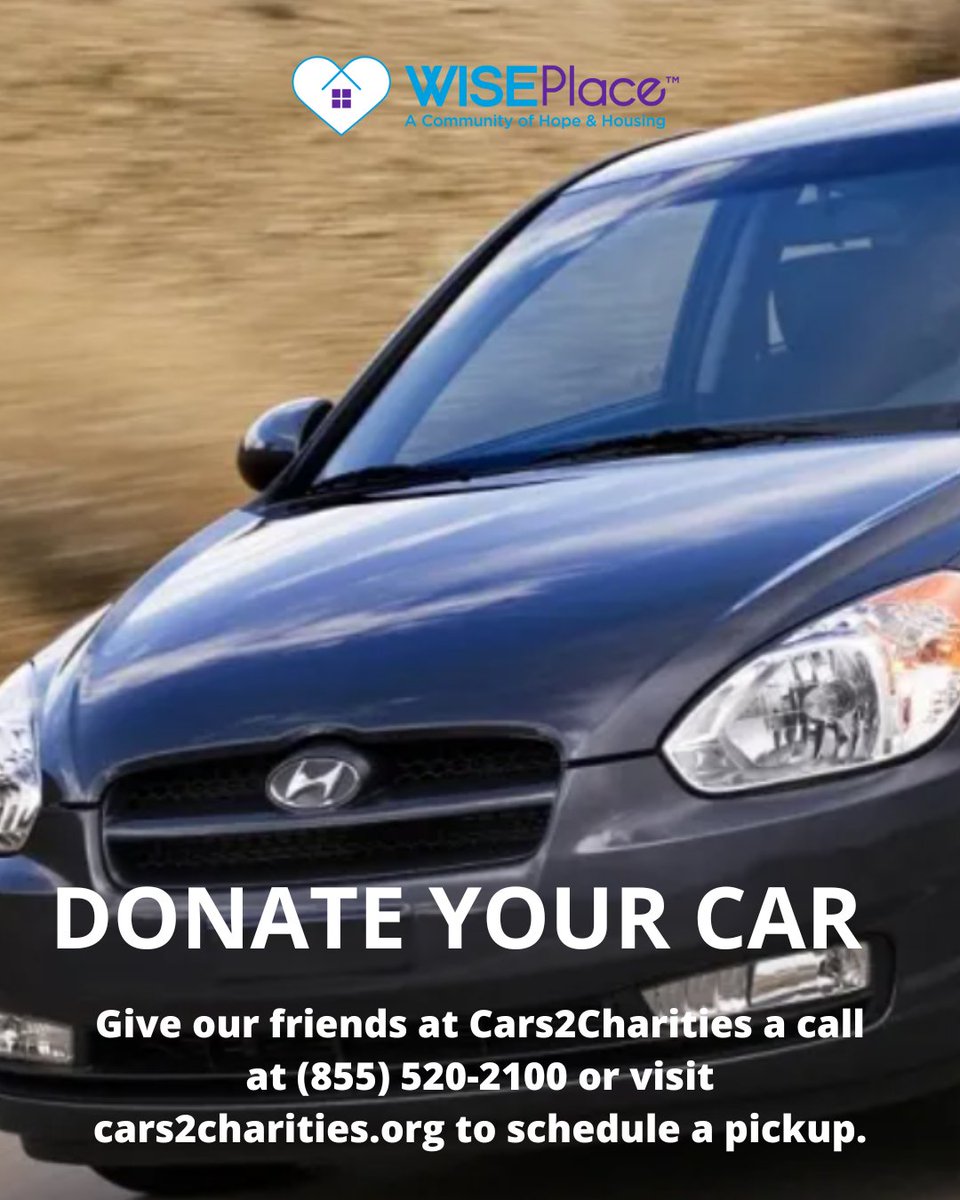 WISEPlace's tweet photo. Got a car just sitting in your garage? Consider donating it to #WISEPlace via @cars2charities Running or not, your vehicle donation will help contribute actual money to our women's shelter and services.  Your car donation is tax deductible too.    
https://t.co/grifNI68fF https://t.co/GMctKkyb5v