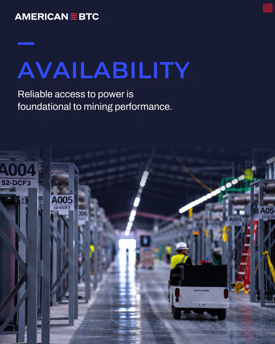ABTC's tweet photo. Power is not just a line item in Bitcoin mining.

Power costs, equipment efficiency and operating reliability all shape the economics.

Infrastructure matters. https://t.co/KyEmNzriOM