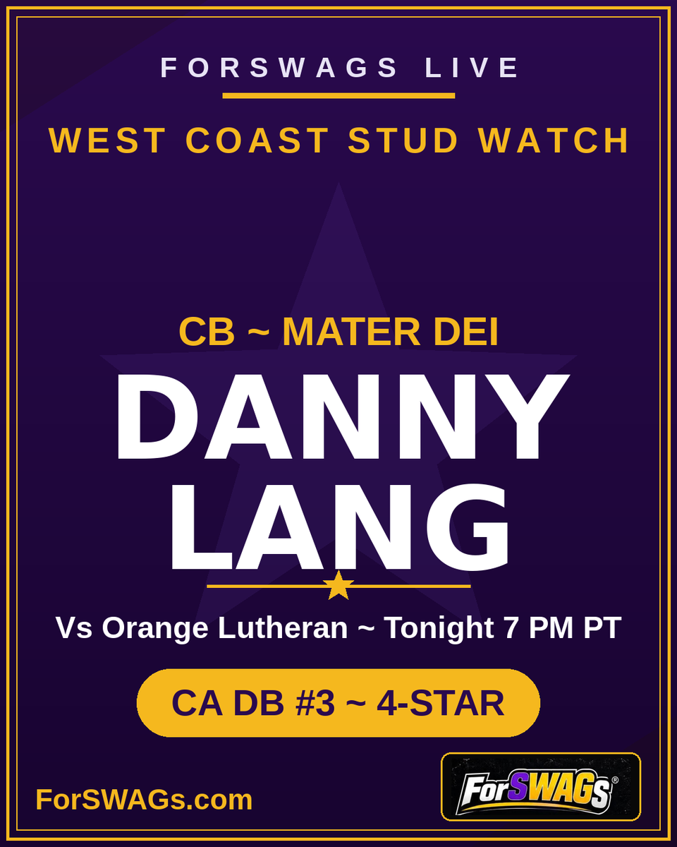 Forswags's tweet photo. WEST COAST STUD WATCH: @4_dannny and @MDFootball host Orange Lutheran in a Trinity League heavyweight tonight, 7 PT. Mater Dei is MaxPreps national No. 19. Who takes it? https://t.co/45QhUHG3Sr