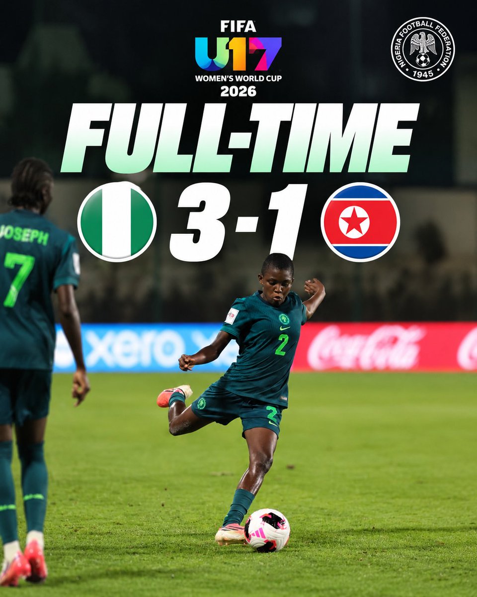 NGSuper_Falcons's tweet photo. Job done..🦅🇳🇬

On to the next one..

#U17WWC #SoarFlamingos https://t.co/2PtZBCxNc6