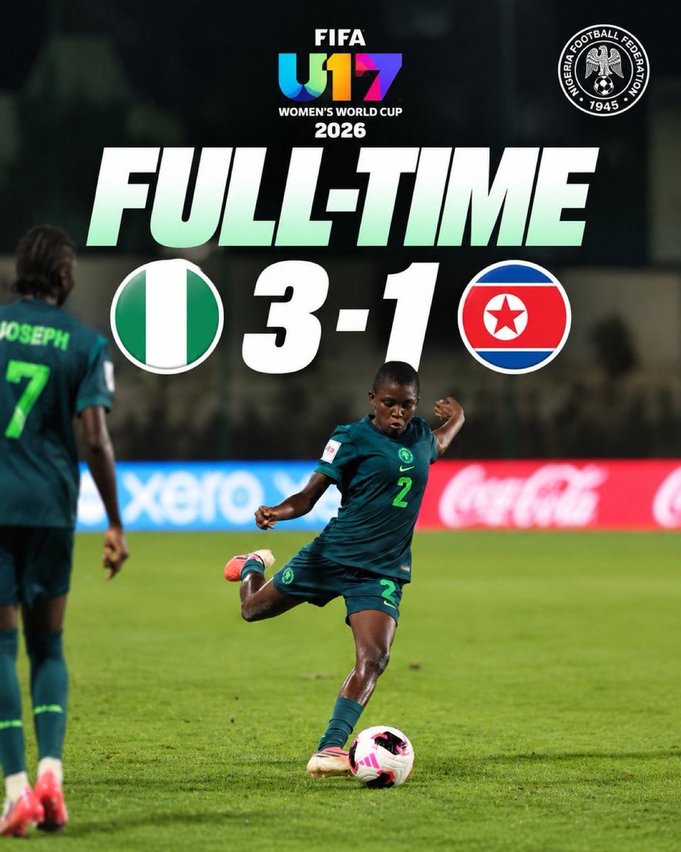 Rex30blue's tweet photo. Job done..🦅🇳🇬

On to the next one..

#U17WWC #SoarFlamingos https://t.co/gnAd4w9k2J