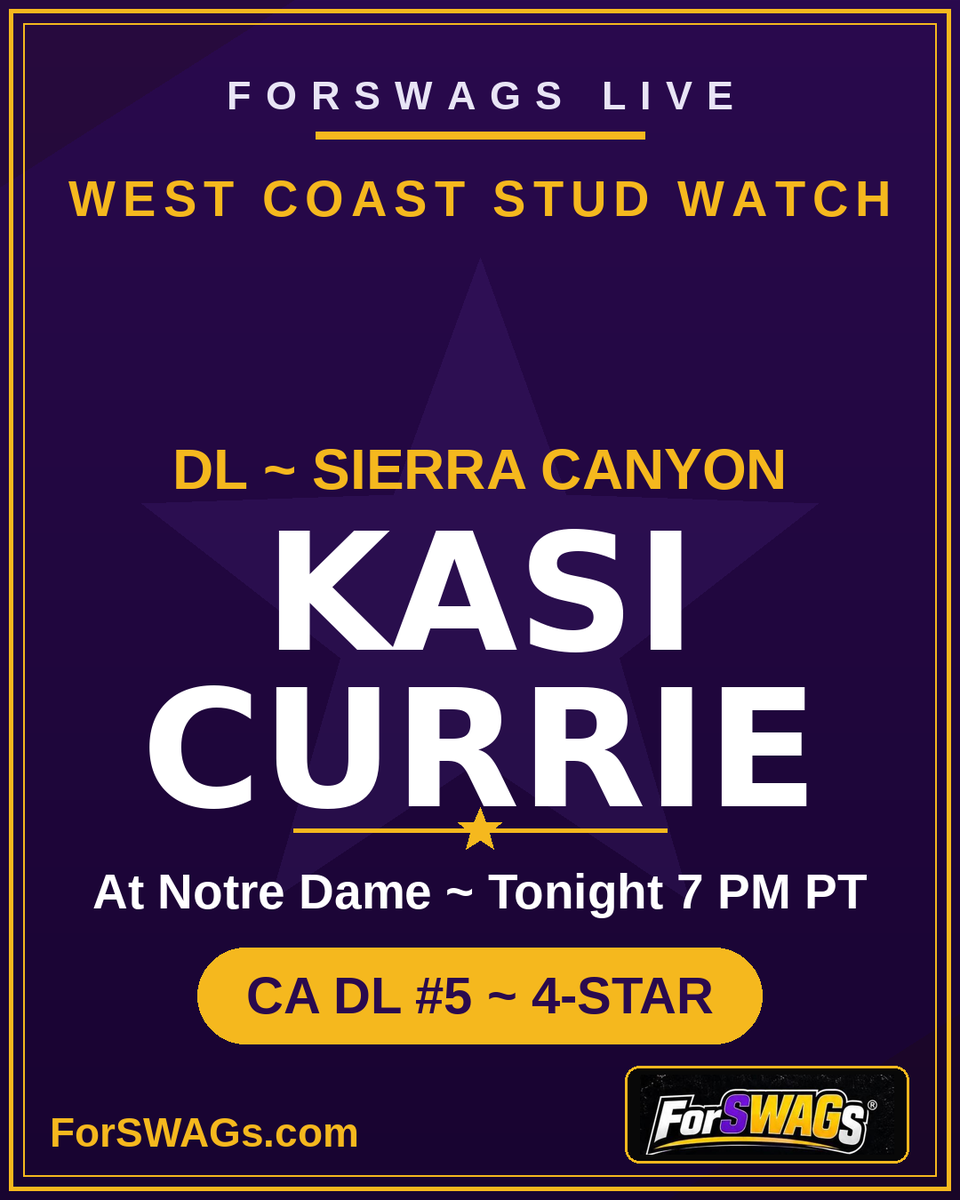 Forswags's tweet photo. WEST COAST STUD WATCH: @_kasicurrie leads unbeaten Sierra Canyon (8-0) into Notre Dame (Sherman Oaks) tonight, 7 PT. Super 15 West No. 3 on the road. Who you got? https://t.co/YyMhUyZIcI