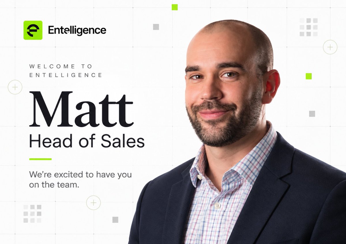 EntelligenceAI's tweet photo. Super excited to have you join the team @MattsSchtick! 

Matt joins us with over 20 years of experience leading enterprise sales teams across Zendesk, SullyAI, Prezi and AnswerIQ. 

He's picked up the entire platform in days, has lead both PLG and sales led motions at scale and brings all his experience working at early stage and growth stage companies.

We're super excited to see you lead our growth and sales org!