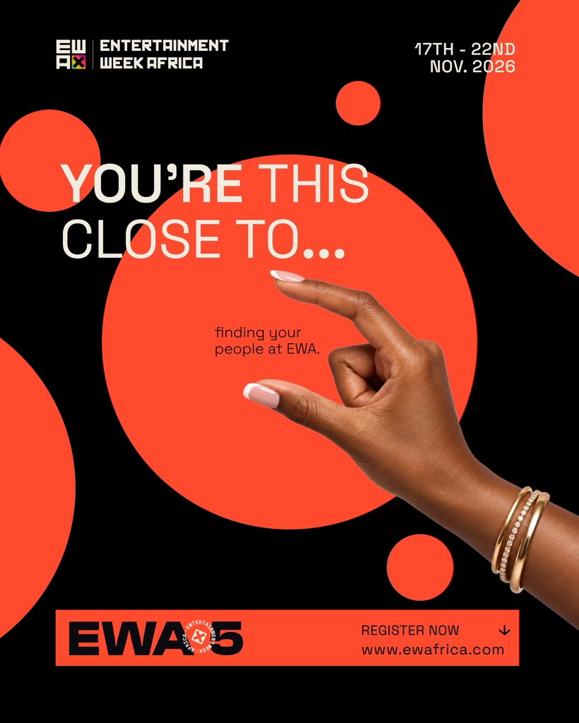 ewafrica_'s tweet photo. You’re closer than you think. One conversation, one connection could open a door. The right people could be at EWA 2026. Will you be there?

Nov 17–22 | Lagos
Free entry. Link in bio.

#EWA2026 #EntertainmentWeekAfrica #CreativeEconomy https://t.co/jj8EzBcds2