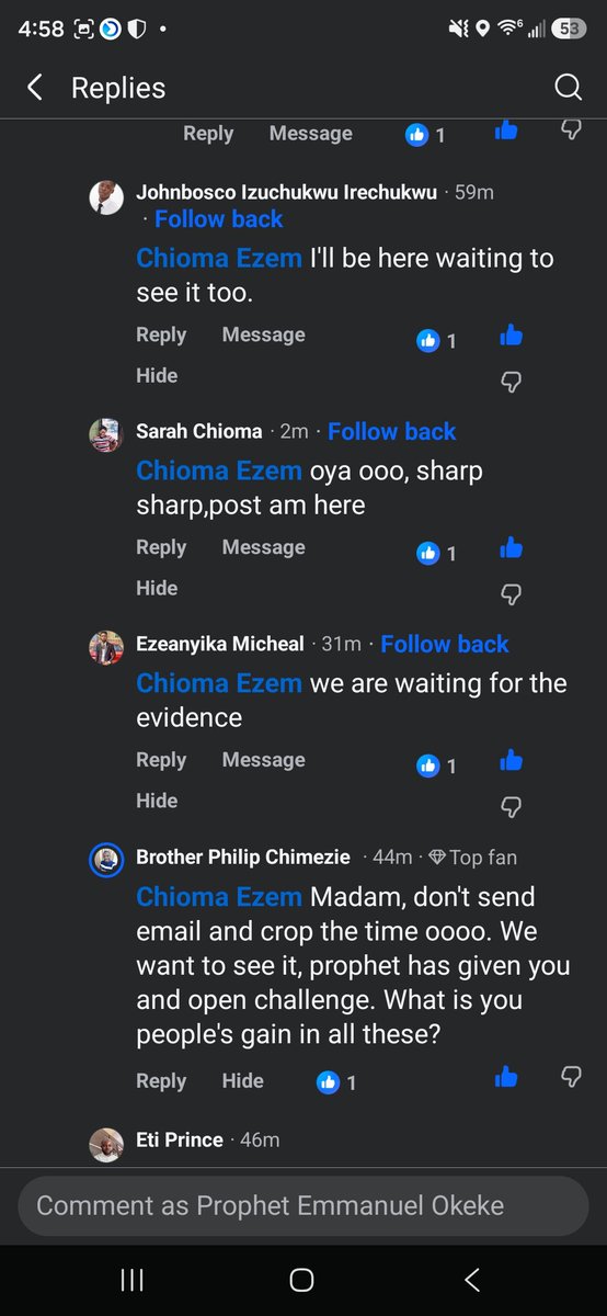 PhtEmmanuelO's tweet photo. This sister came under my Facebook post and claimed that she emailed Giant Wallet Support and we didn't reply. I asked her to simply present proof of the email she sent. Several other people under the comment also asked her to show proof of her claim.

Guess what? She deleted the comment.

Thank God I took a screenshot, because before you know it now, the story might become that I was the one who deleted her comment. 😄

Please, sister, present proof of the email you sent to Giant Wallet Support that wasn't replied to. That's all we're asking for.

You gain absolutely nothing by speaking badly about someone's brand without evidence to support what you're saying.

This is exactly how people go online and criticize individuals and brands, and when they're asked to provide evidence for their claims, there's suddenly nothing to show.

If we failed you, show us where we failed you and we'll take responsibility. But please, don't make claims you cannot substantiate.