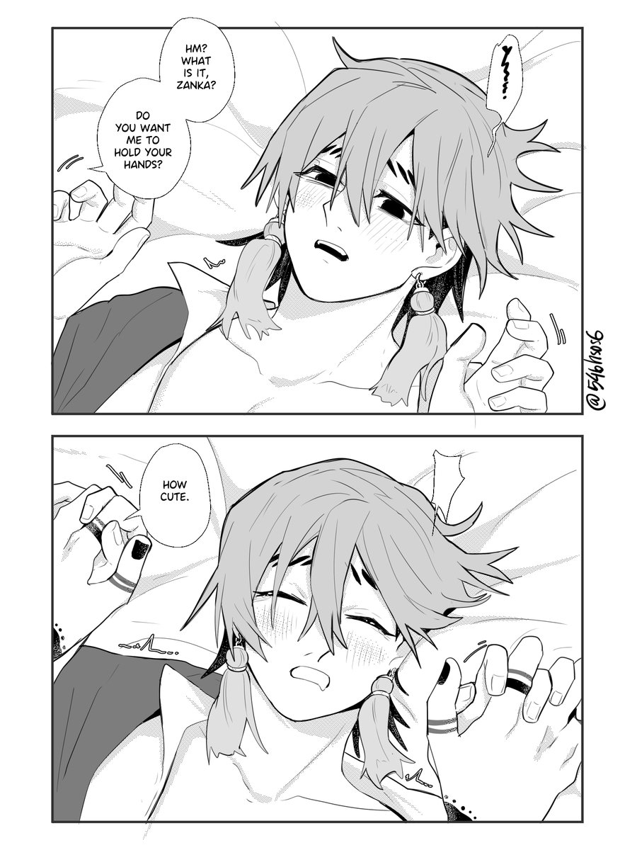546hsos6's tweet photo. I love the idea that even when his words dissolve into incomprehensible mumbles, Enjin understands his assignment from the gesture.
#enzantober day 19 overwhelmed https://t.co/QF404HIsc0