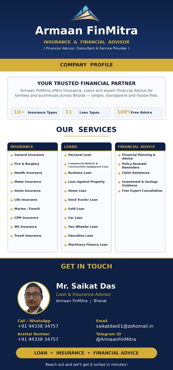 armaanfinmitra's tweet photo. Loan, Insurance &amp; Financial advice for Everyone. https://t.co/2V2vaBHi2A