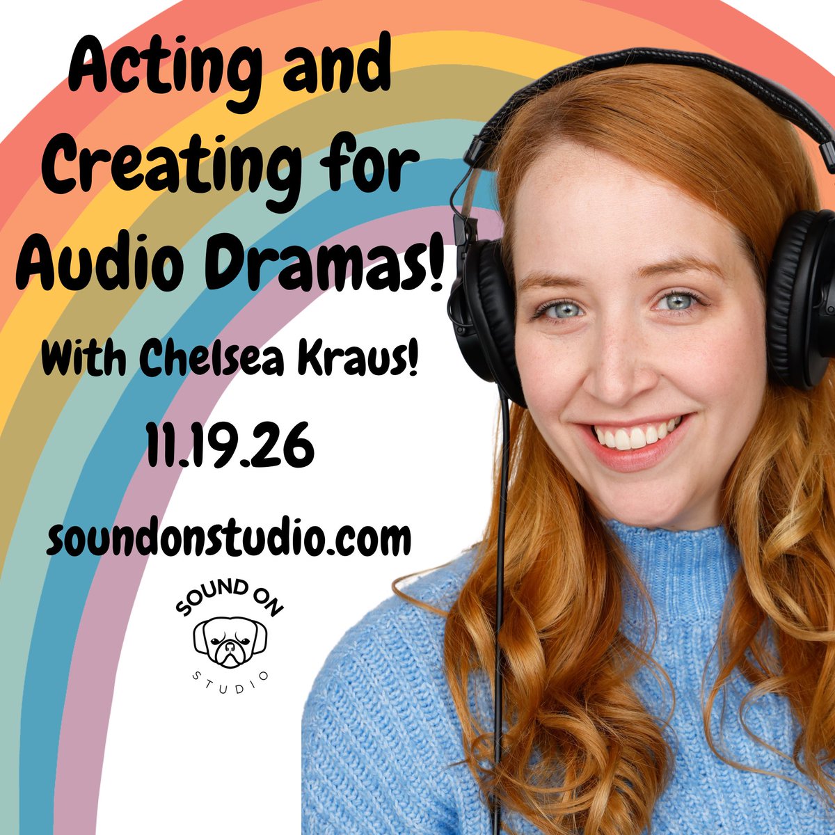 SoundOnStudio's tweet photo. 🚨 NEW CLASS ALERT! 🚨 We are thrilled to welcome VA (Halloween the Game, Cookie Run Kingdom, The VMA’s) and founder of Imagination Swing Set Productions @ChelseaMKrause to the Sound On Family! Learn how to perform for (and create!) audio dramas in this 3 hour VO workshop!… https://t.co/ei3Fb5qHiN