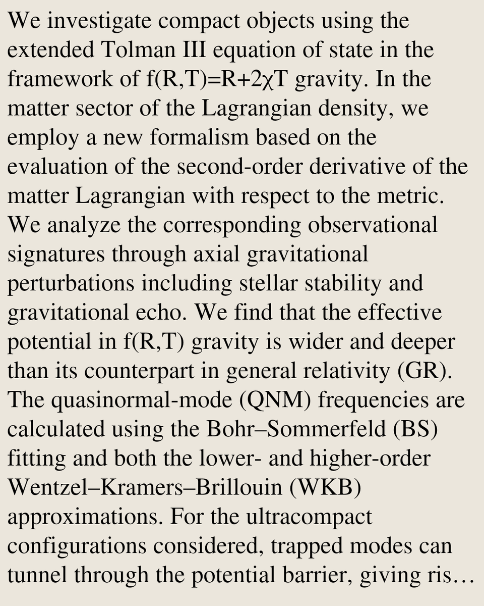 RelativityPaper's tweet photo. Axial Perturbations of Extended Tolman III in the New f(R,T) Theory

B. N. Jayawiguna, G. A. Sabian, H. S. Ramadhan, A. Sulaksono
https://t.co/s4Fgj8eZJK [𝚐𝚛-𝚚𝚌 𝚊𝚜𝚝𝚛𝚘-𝚙𝚑.𝙷𝙴] https://t.co/AIQhG5BAfr
