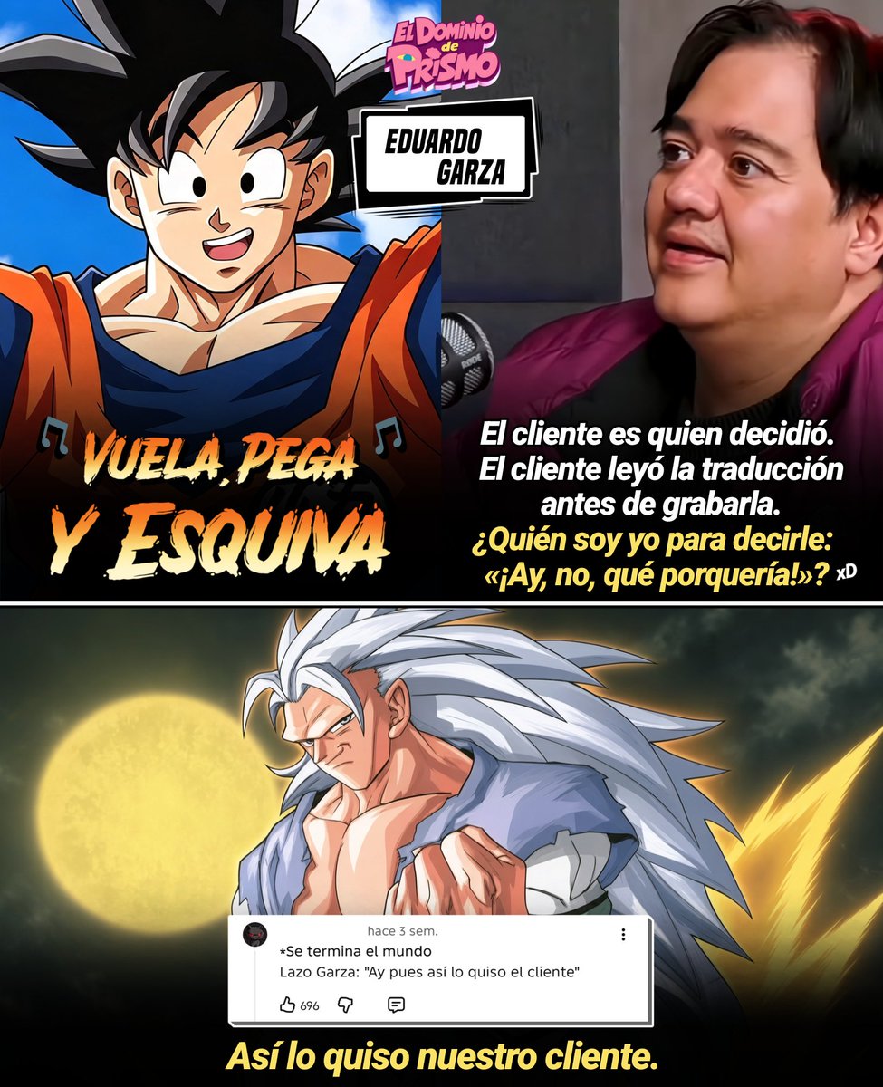 DominiodePrismo's tweet photo. 🎙️🎶 Le preguntaron a Lalo Garza por el primer opening de Dragon Ball Super y por qué quedó así.

El actor dejó claro que la responsabilidad final era del cliente: Toei Animation aprobó esa letra antes y después de grabarla.

Lalo solo acató las órdenes de los de arriba. https://t.co/kQXABcgeJV