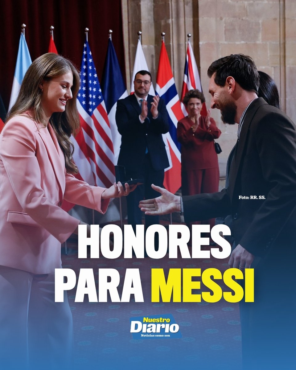 UN PREMIO ESPECIAL 🇦🇷🎖⚽️🇪🇸 Lionel Messi, junto a su esposa Antonela Roccuzzo, recibió su insignia de los premios Princesa de Asturias 2026 en manos de l…
