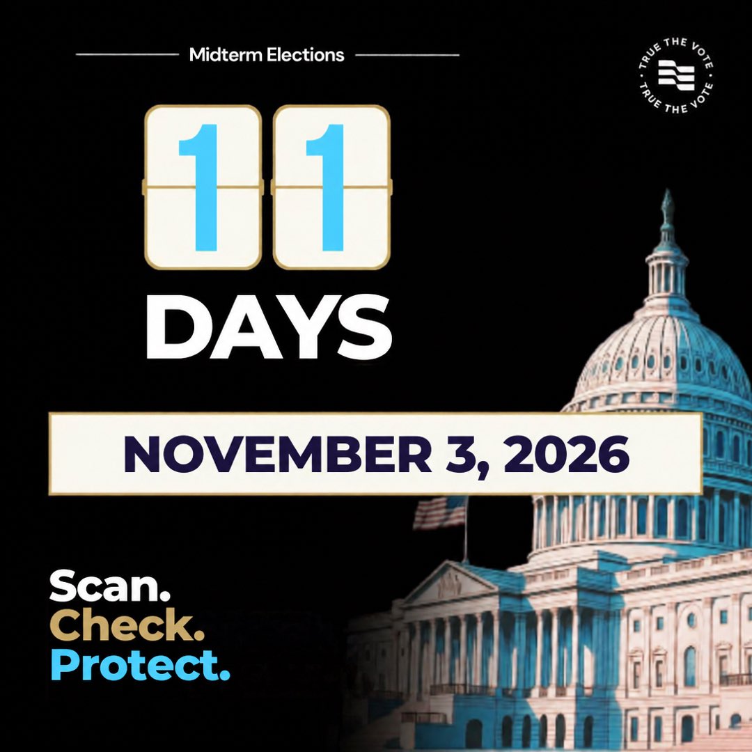 TrueTheVote's tweet photo. Eleven days. The countdown is getting REAL.

https://t.co/jfsJrTTyK3 https://t.co/WBivslzX4a