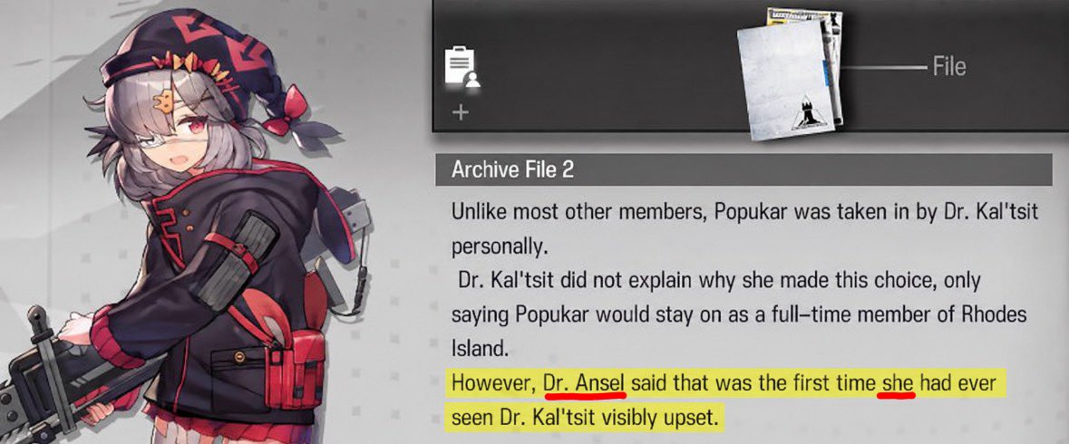 ronithecasual's tweet photo. So fun fact, Ansel is misgendered in Popukar's file. Yostar, fix this, Ansel is NOT I repeat NOT a woman. https://t.co/mksXIacSEr