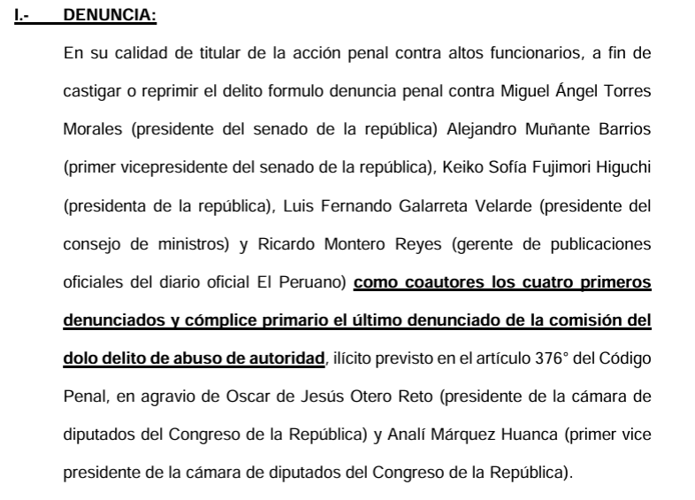 evamariauvita's tweet photo. #LOÚLTIMO
Denuncian penalmente a Keiko Fujimori, Galarreta y Torres por promulgar la ley de facultades sin la firma de Óscar Reto. 
El abogado denunciante pide a la Fiscalía de la Nación investigarlos por abuso de autoridad y solicita su detención en flagrancia. https://t.co/k73VAImoSq