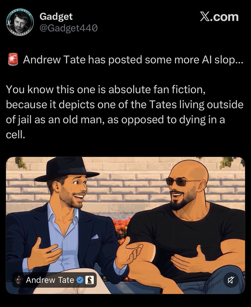 JosephJBaldwin's tweet photo. Andrew’s account is trolling them so hard with these AI videos, and the fact that it’s actually working makes it even funnier😭 https://t.co/I9YuPVvheg