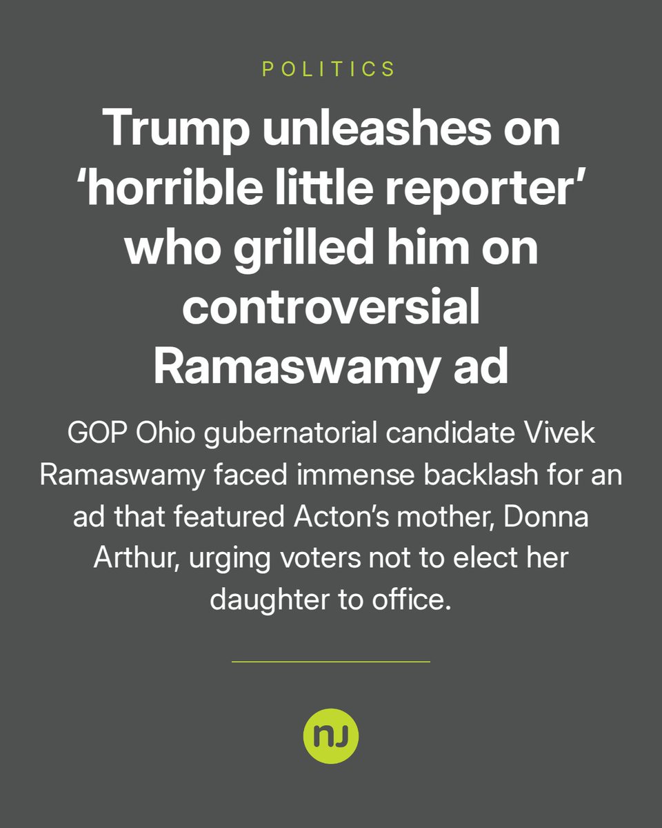 njdotcom's tweet photo. GOP Ohio gubernatorial candidate Vivek Ramaswamy faced immense backlash for an ad that featured Acton’s mother, Donna Arthur, urging voters not to elect her daughter to office. Read more here 👉 https://t.co/xHRVd1IKE4 https://t.co/zAeXzREGun